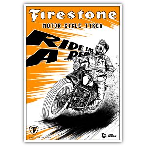 Affiche moto « Firestone »