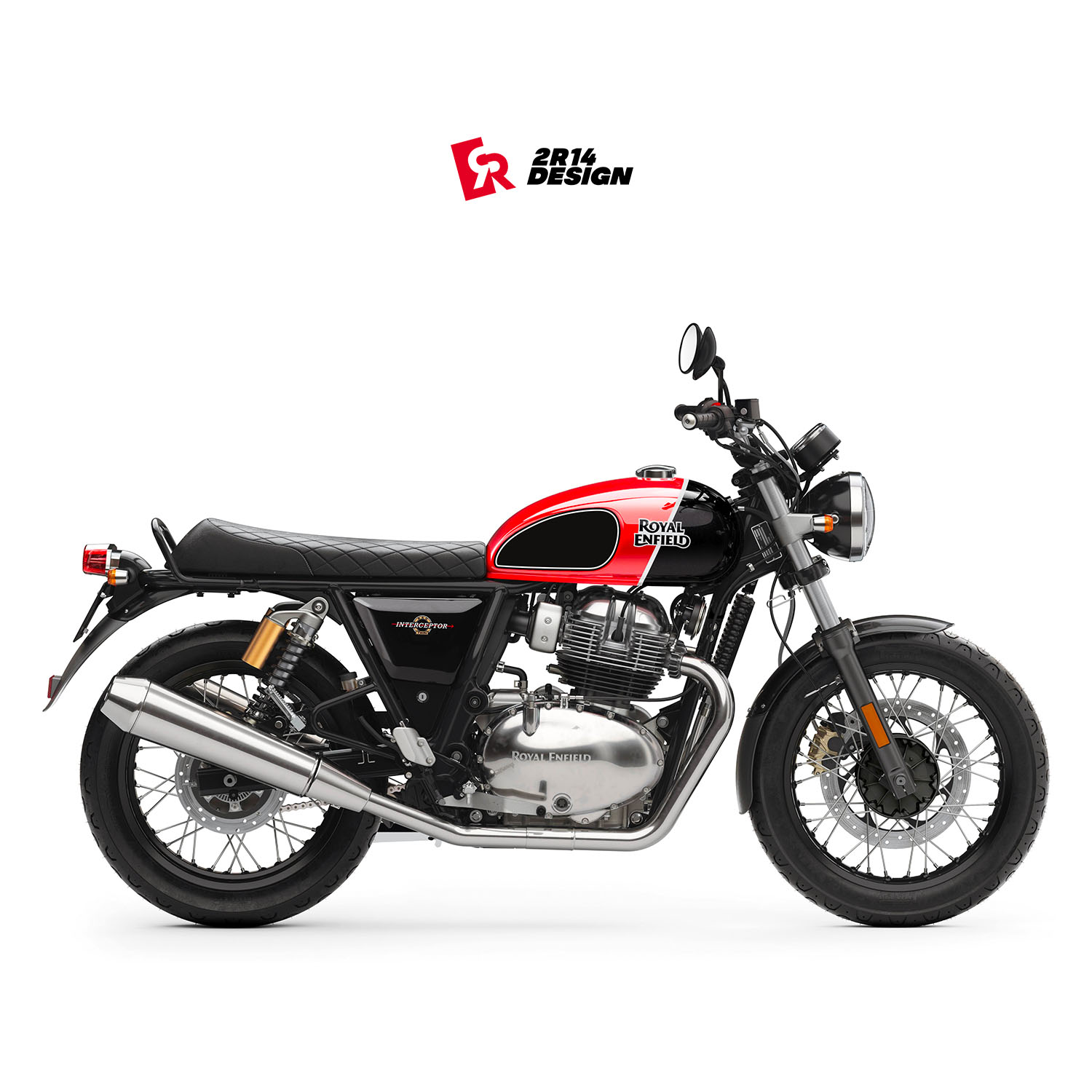 Autocollants de réservoir Royal Enfield Interceptor 650 avec liseret blanc